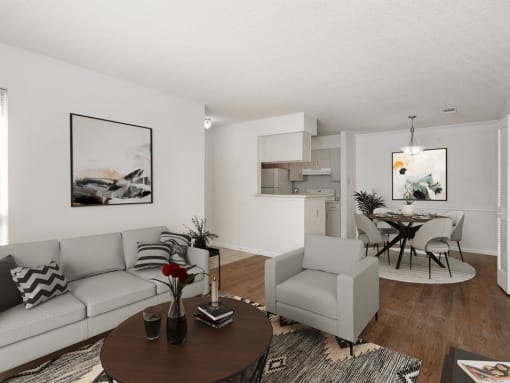 open living area in apartment
