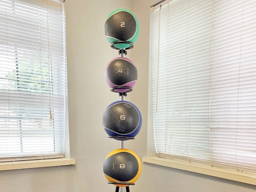 fitness center at apartment complex