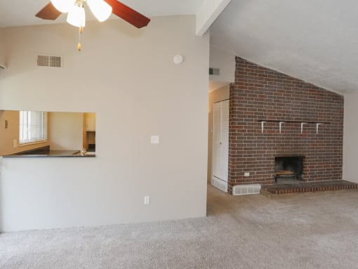 Fireplace at Forest Park apartments