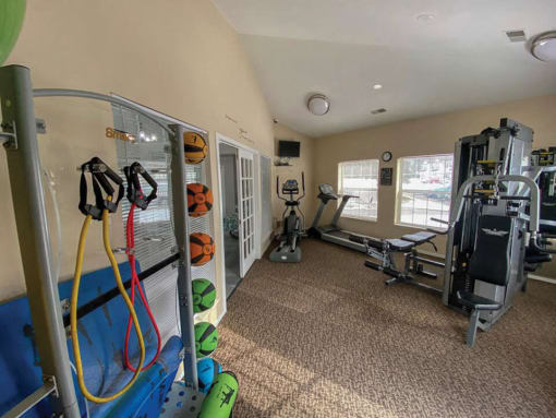 fitness center at Waterford Pines apartments