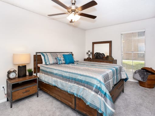 spacious bedroom in 1 and 2 bedroom apartments at acadian point