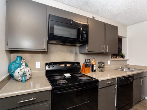 kitchen with built-in microwave, oven, dishwasher and more!