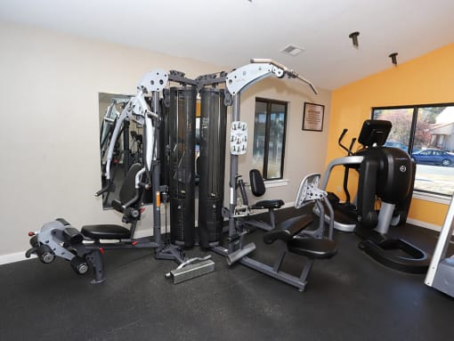 fully-equipped on-site gym with equipment