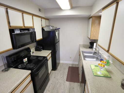 fully-equipped kitchen at berkshire apartments and townhomes