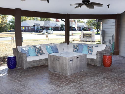 outdoor covered lounge area