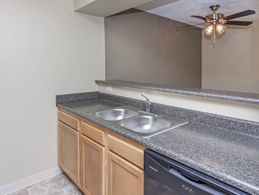 kitchen with double sink and counter space