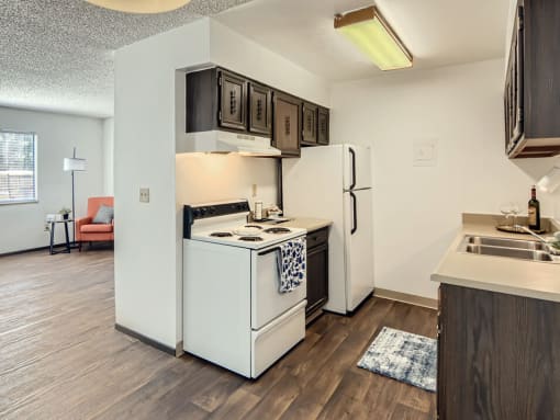 Connected living and dining space in apartment