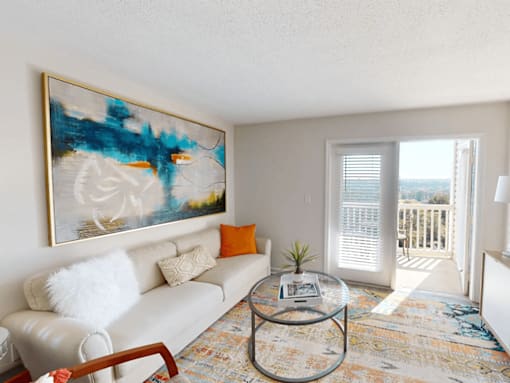 living room with a big window