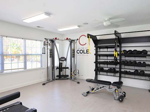 A well equipped home gym with a variety of equipment.