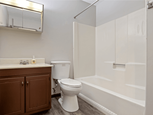 bathroom with a toilet and a shower tub