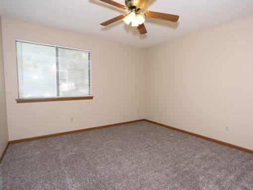 Carpeted Badrooms with Overhead Fans