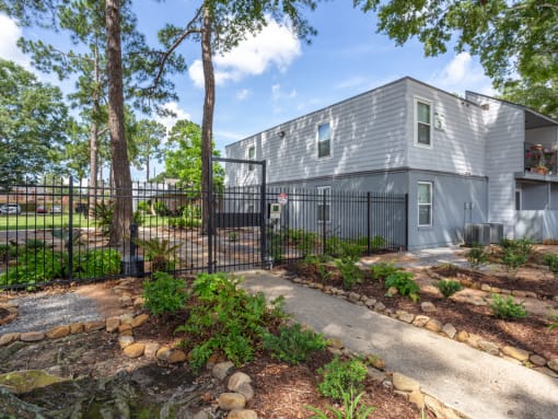 apartment complex with walkways