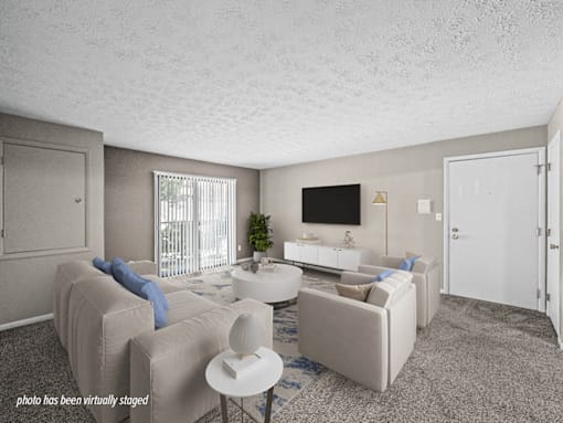 Apartment living room with a patio