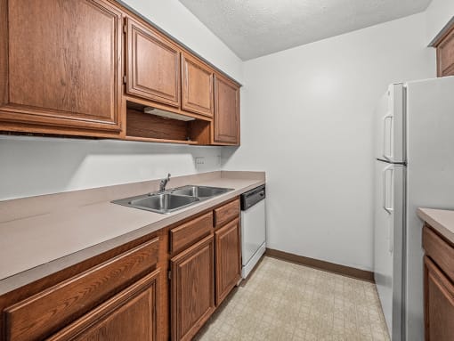 apartment kitchen with cabinets
