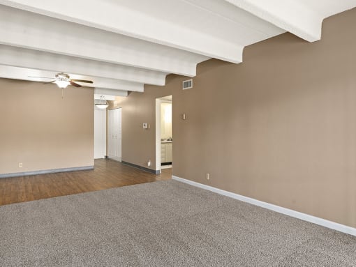 connected living and dining area in apartment