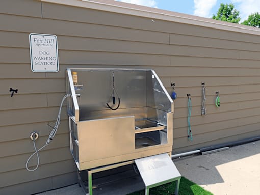 A dog washing station is available at Fox Hill Apartments.
