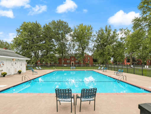 apartment complex with outdoor swimming pool