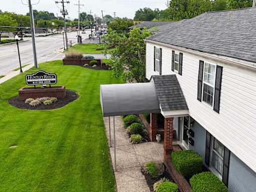 Green space in front of building