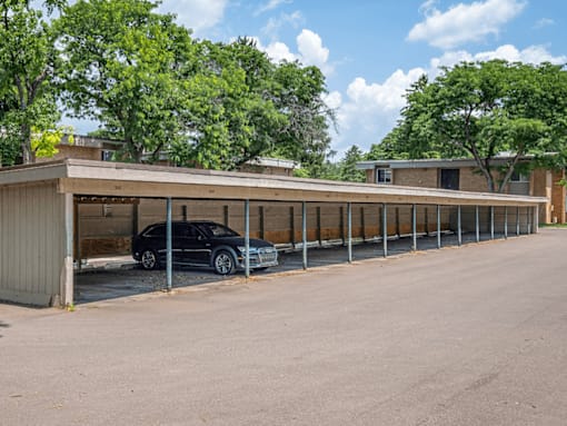 Car parked under a covered car port