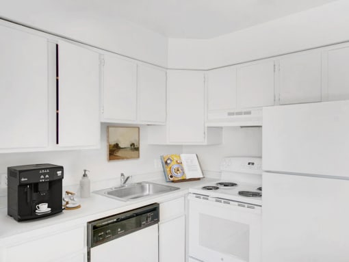 a kitchen with a sink stove and refrigerator