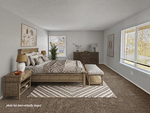 Apartment bedroom with big window