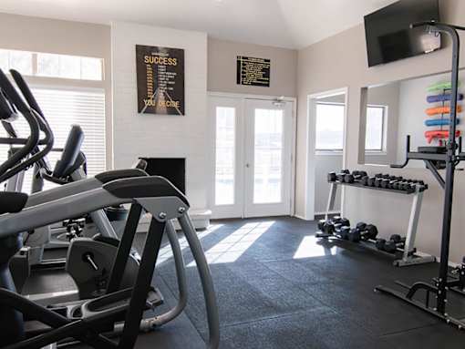 A gym with a sign that says