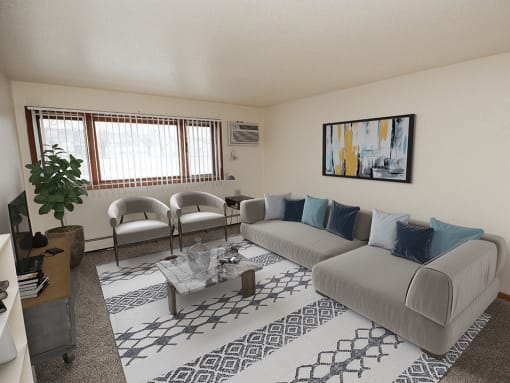 apartment living room that is cable ready