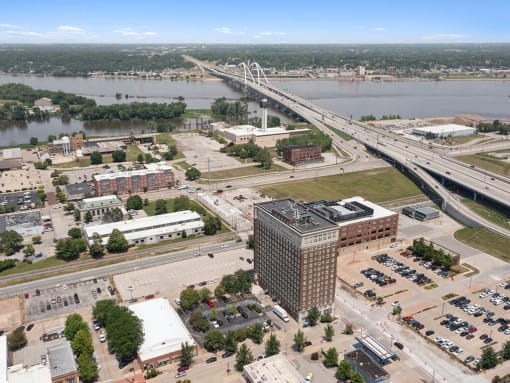 aerial view of loft building in Moline, IL