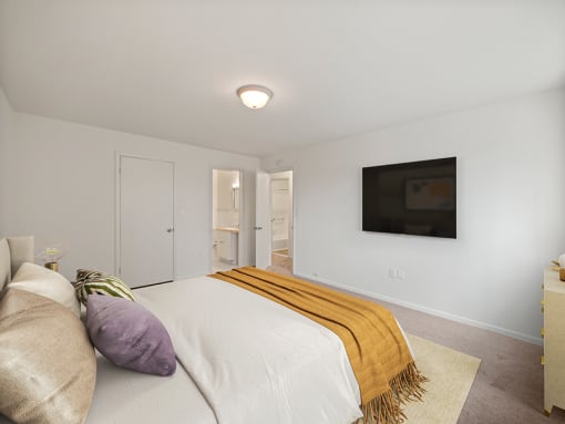 large primary bedroom area at miller west apartments
