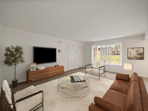 Spacious living room with natural lighting at miller west apartments