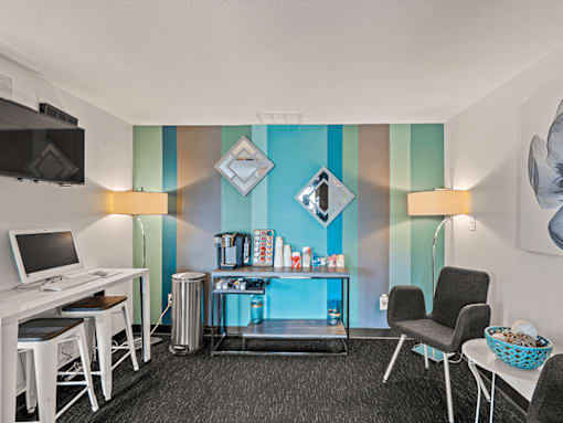 clubhouse with business center and coffee station