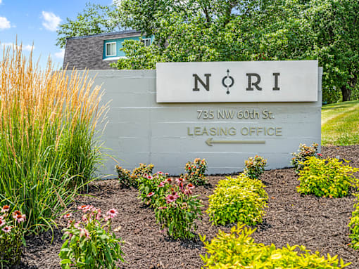 welcome sign for NoRi leasing office