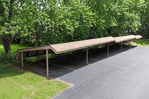 A long wooden covered walkway.