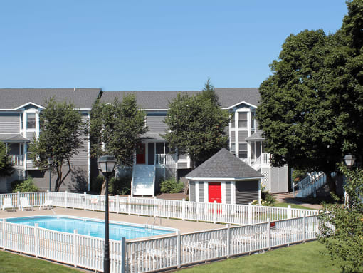 outdoor swimming pool at apartment complex