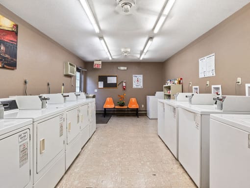 our laundry room is full of washes and dryers for you to use
