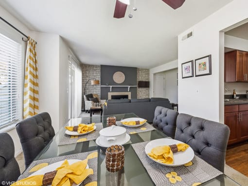 apartment living room with a table