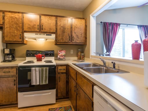 Large kitchen with double sink at tartan place apartments