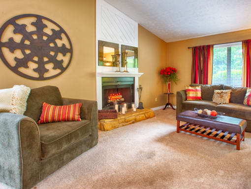 Living Room with Cathedral Ceilings at Tartan place apartments