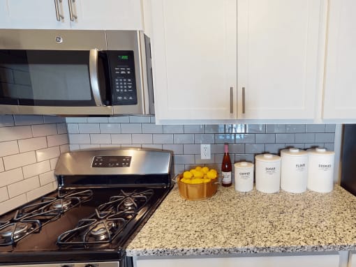 apartment kitchen with updated appliances