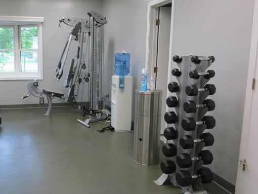 fitness center at The Village Quarter Apartments