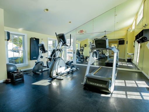 a gym with cardio equipment