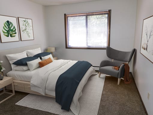 Bedroom with lots of Natural light at west broadway apartments