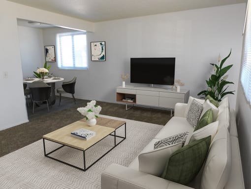 spacious living area in apartment at west broadway