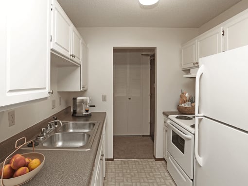Kitchen in a windsor gates aparmtnets with double sink