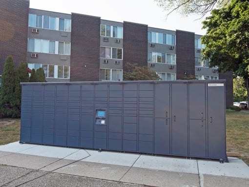 an amazon package hub in an apartment
