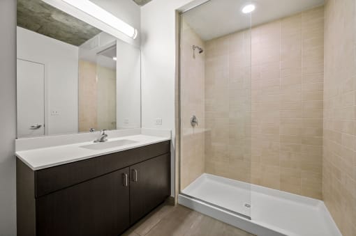 a bathroom with a sink and a bathtub at Lakeview 3200 Apartments, Chicago, Illinois
