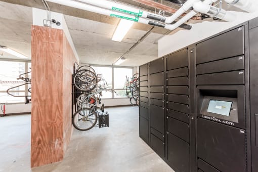 Bike Room and package acceptance at Lakeview 3200 Apartments, Chicago, Illinois