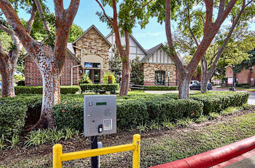 Secure gated entry at Fusion Crossroads Apartments at 1601 Eastchase Pkwy in Fort Worth, TX.