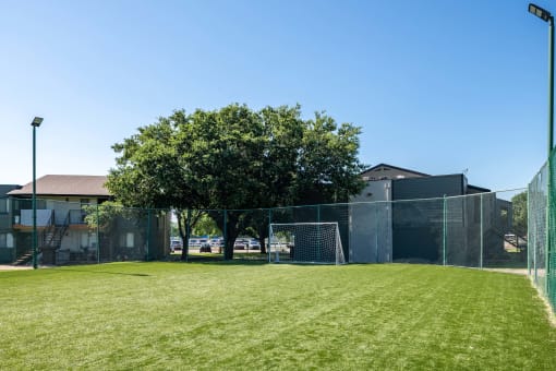 fusion Fort Worth soccer field with tall green fence surrounding