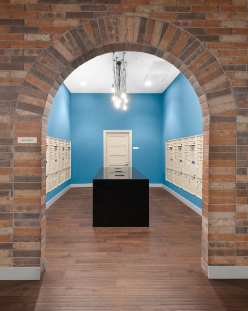 a view of the locker room from the archway